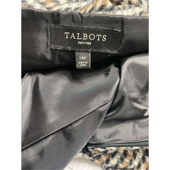 Talbots Women’s Tan Black Ivory ALine Lined Houndstooth Wool Skirt Petite 14 - Picture 11 of 13